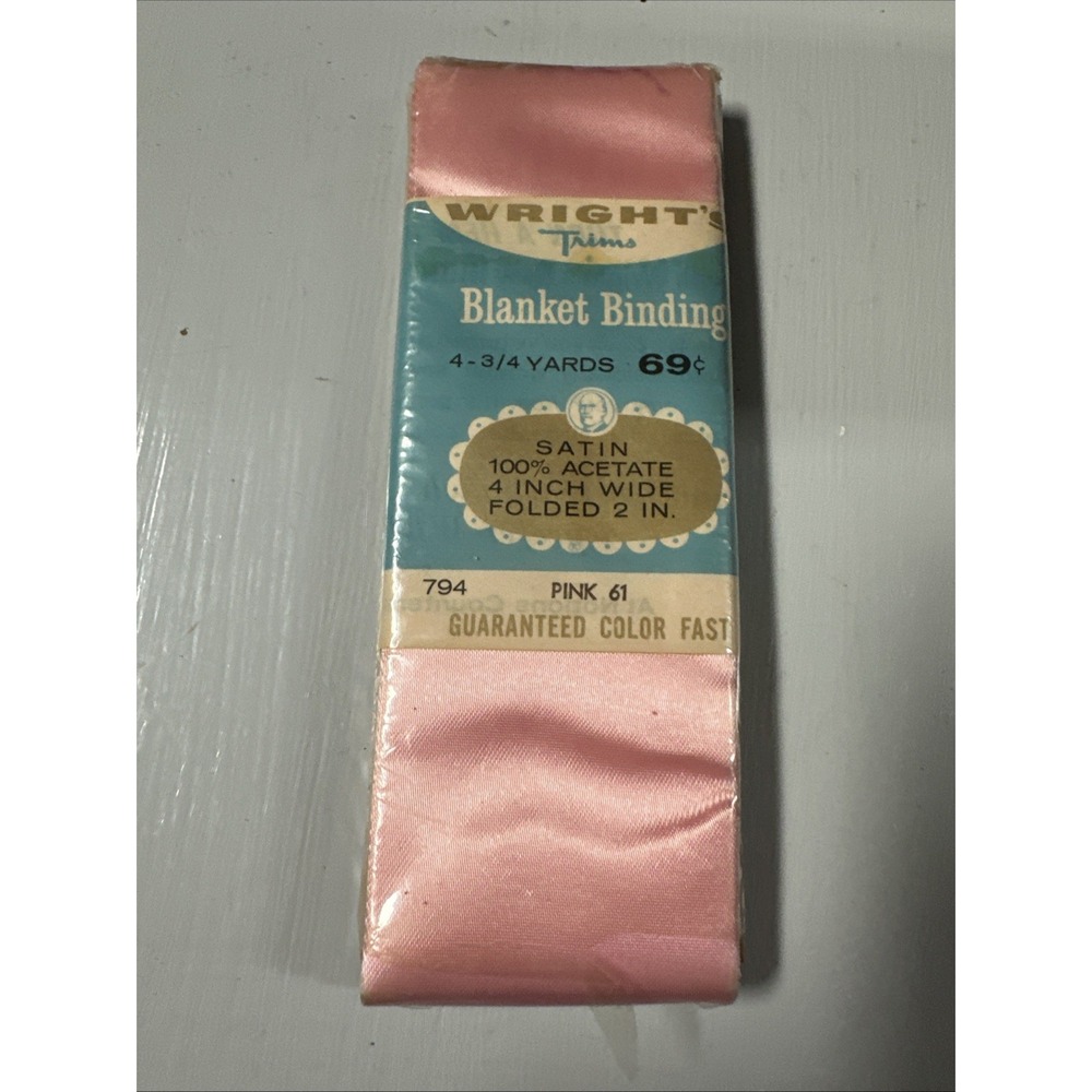 Vintage Plnk  Satin Blanket Binding 4 Inch Wide x 4.75 Yd. SEALED